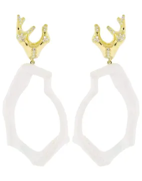 Cocholong Coral Diamond Ear Clips