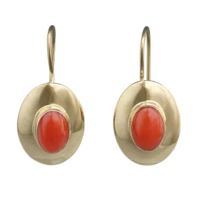Coral and Gold Drop Earrings