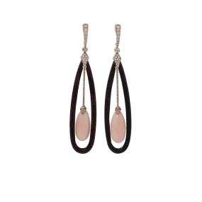Coral And Wood Earrings