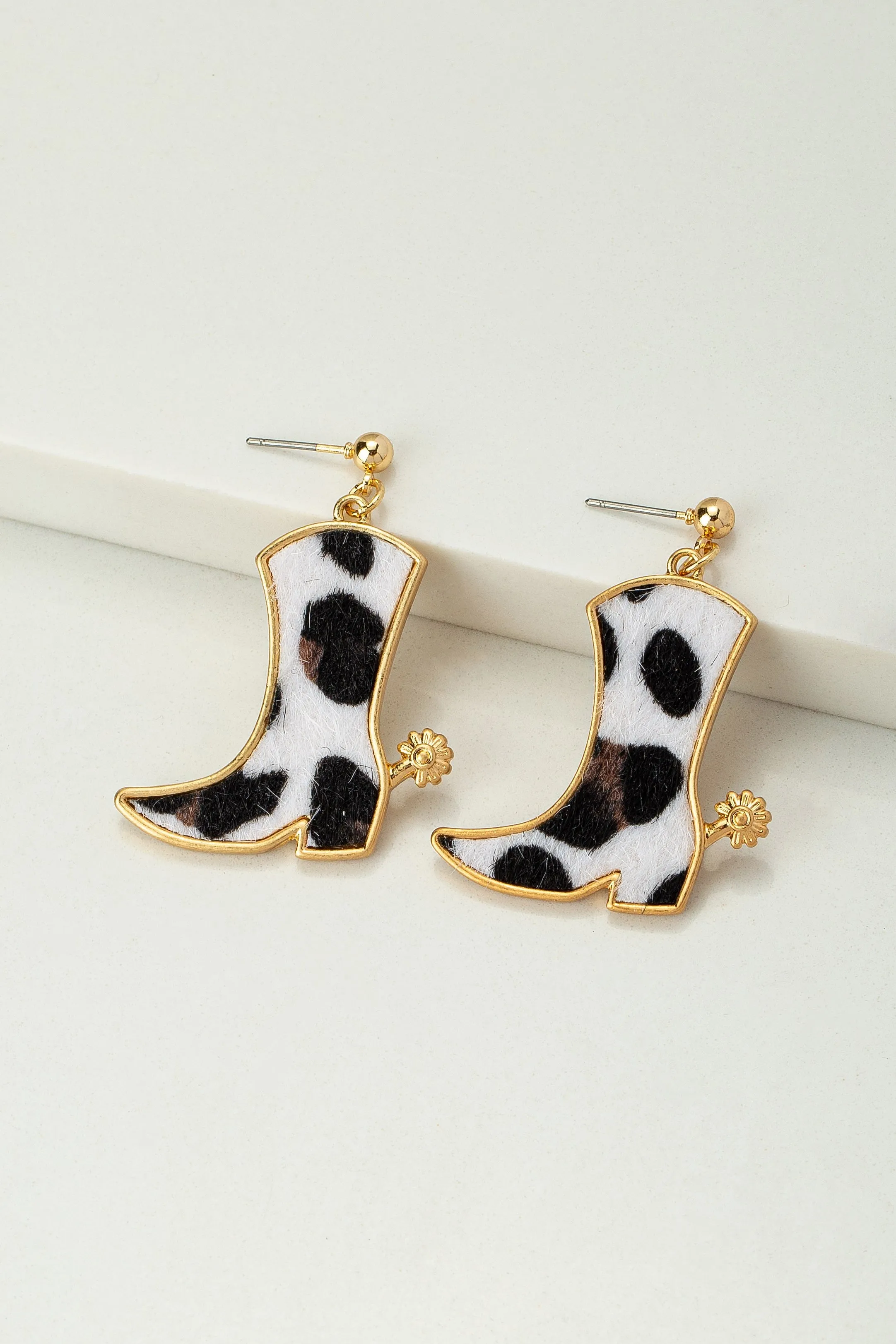 Cow Cowboy Boot Earrings