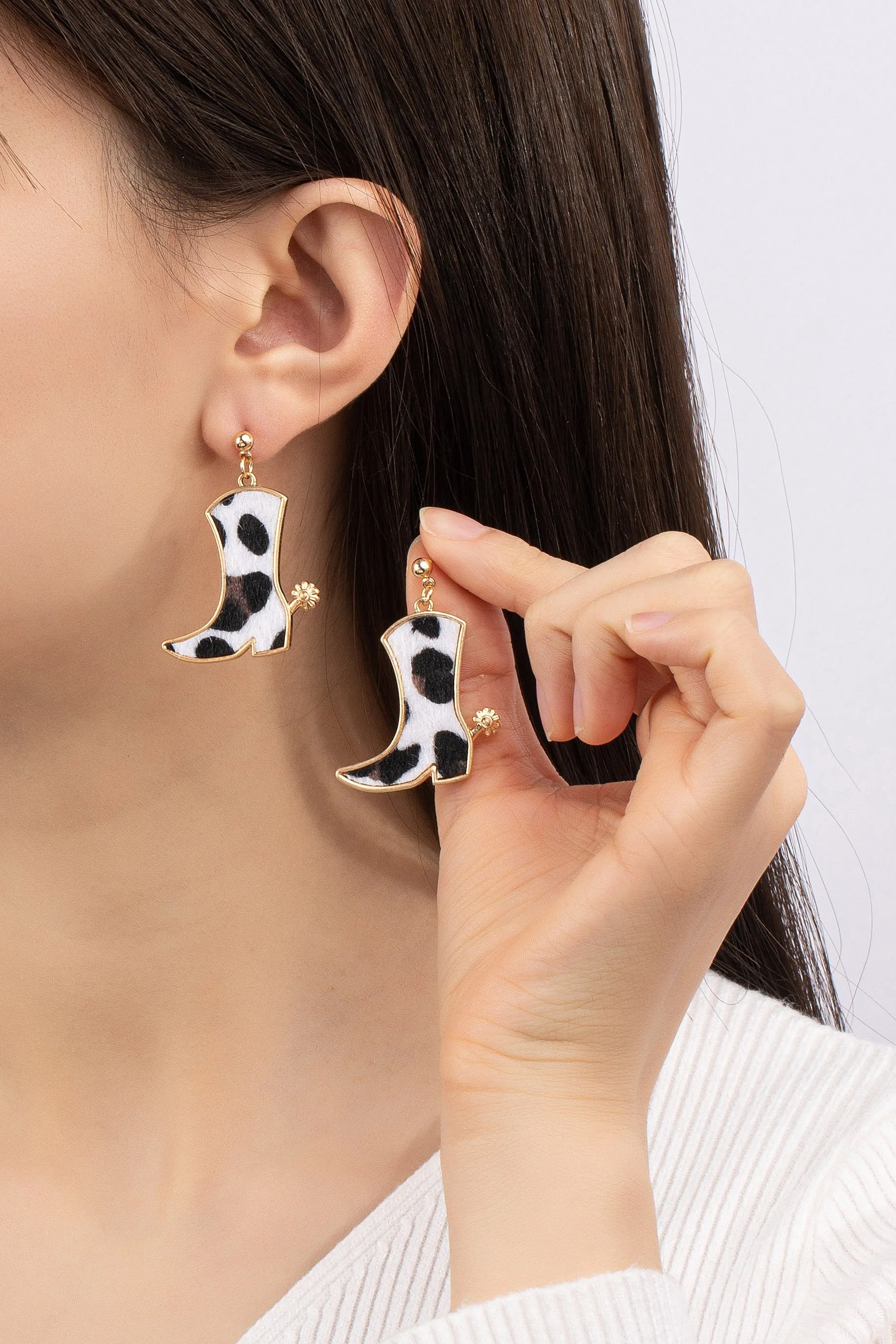 Cow Cowboy Boot Earrings