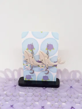 Creme Shimmery Whale Earrings | Sea Critters