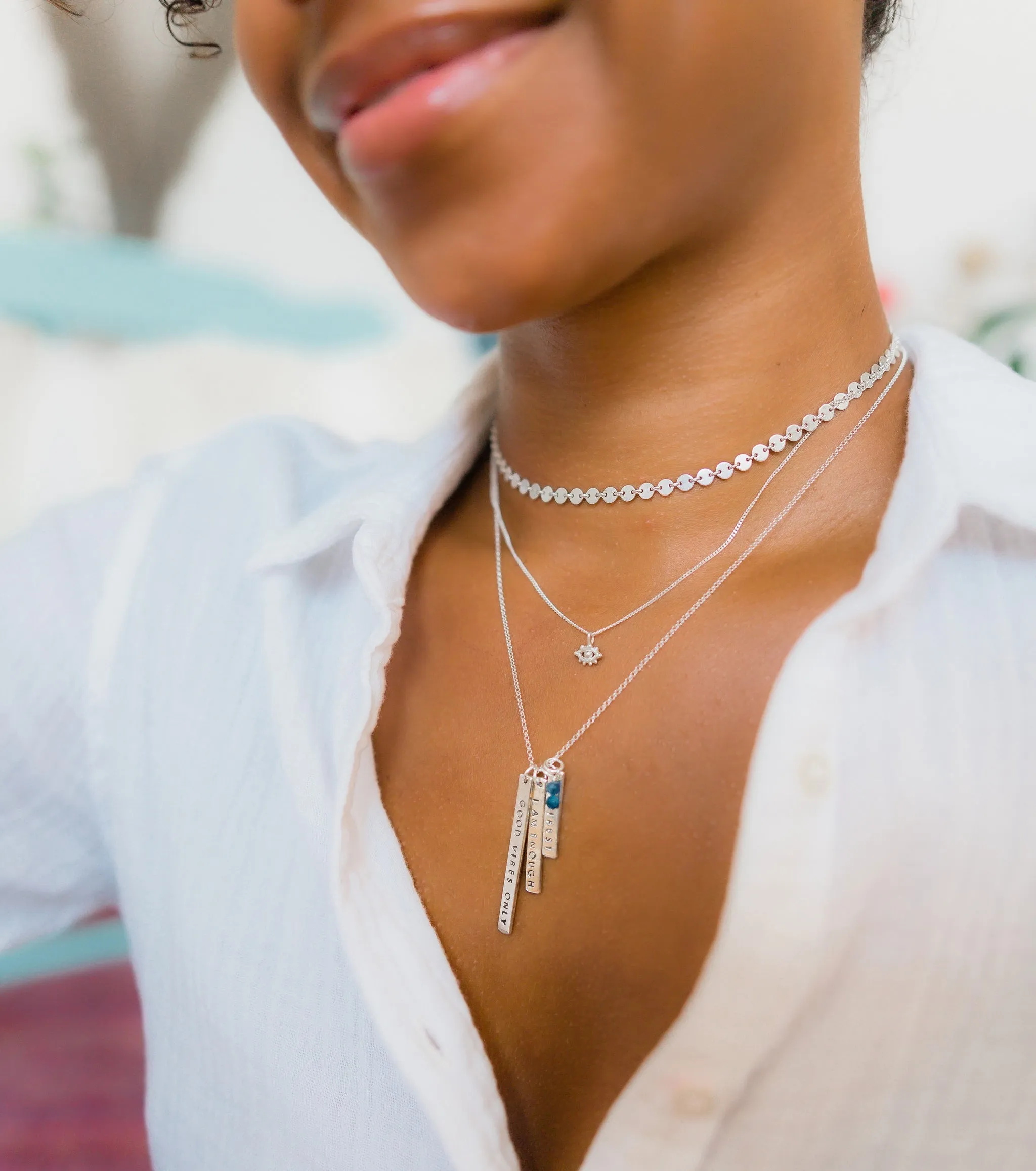 Custom Skinny Bars Necklace | 3 Bars | Sterling