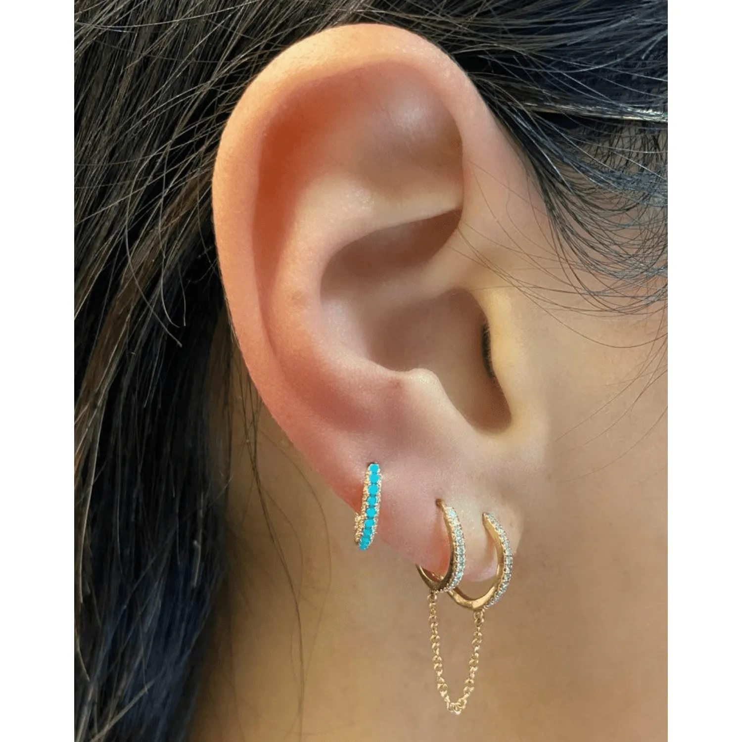 Dangle Chain Double Hoop Earring
