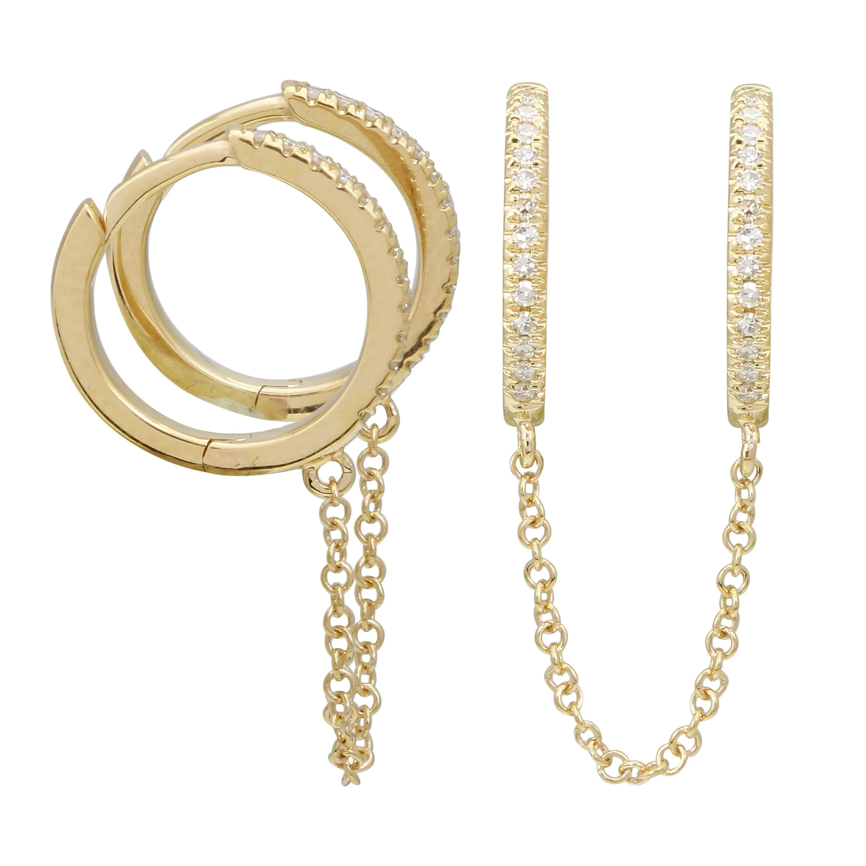 Dangle Chain Double Hoop Earring