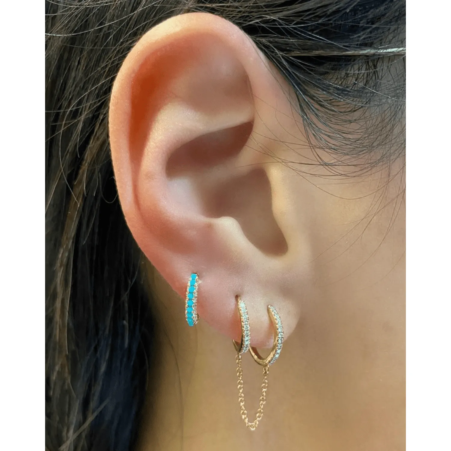Dangle Chain Double Hoop Earring