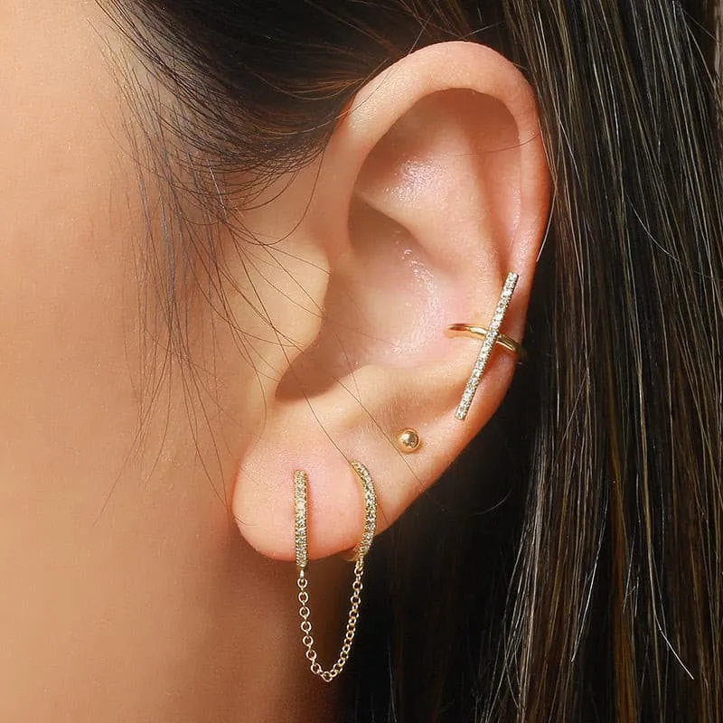 Dangle Chain Double Hoop Earring