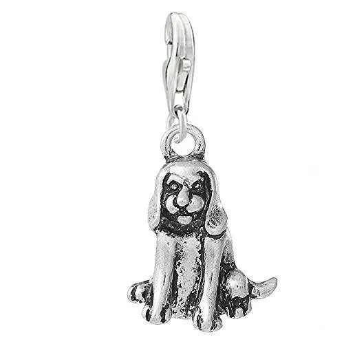 Dog Clip on Pendant Charm for Bracelet or Necklace