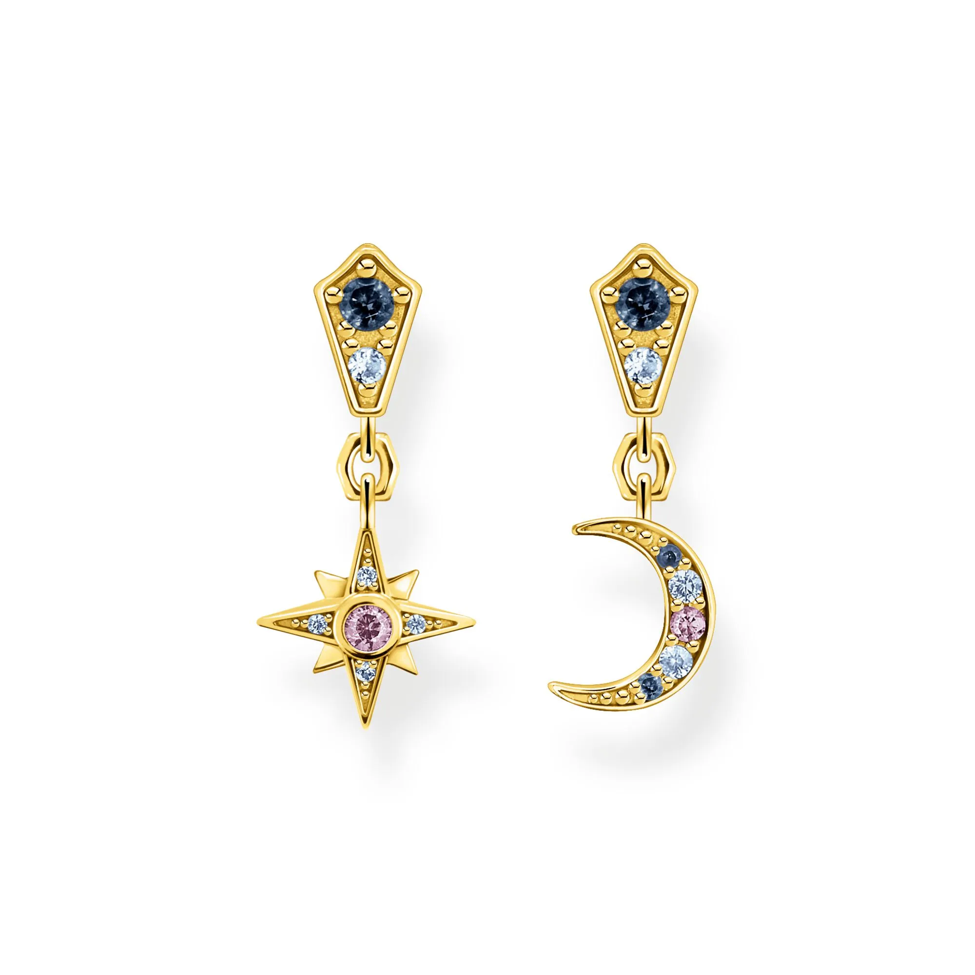Earrings royalty star & moon - gold