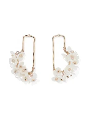 Elowen Flower Hoop Drop Earrings