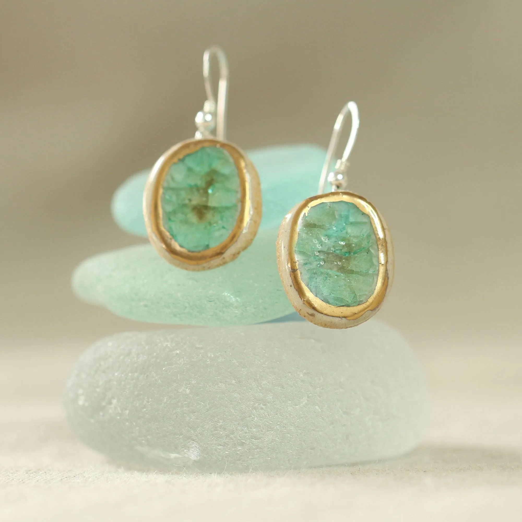Emerald Reef Oval Drop Earrings