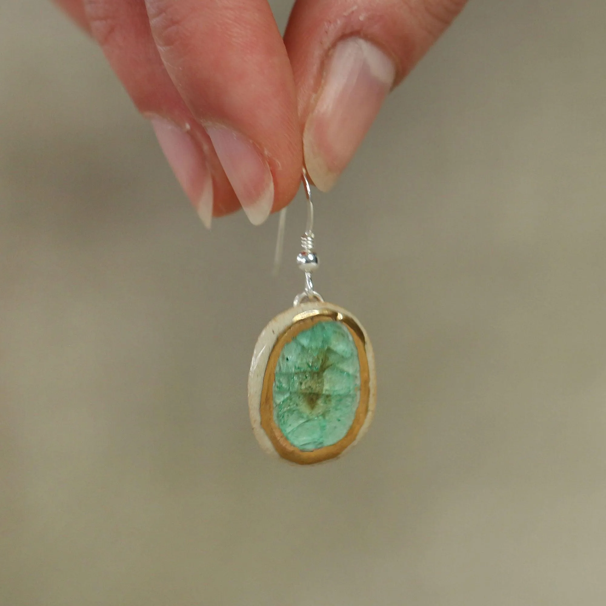 Emerald Reef Oval Drop Earrings