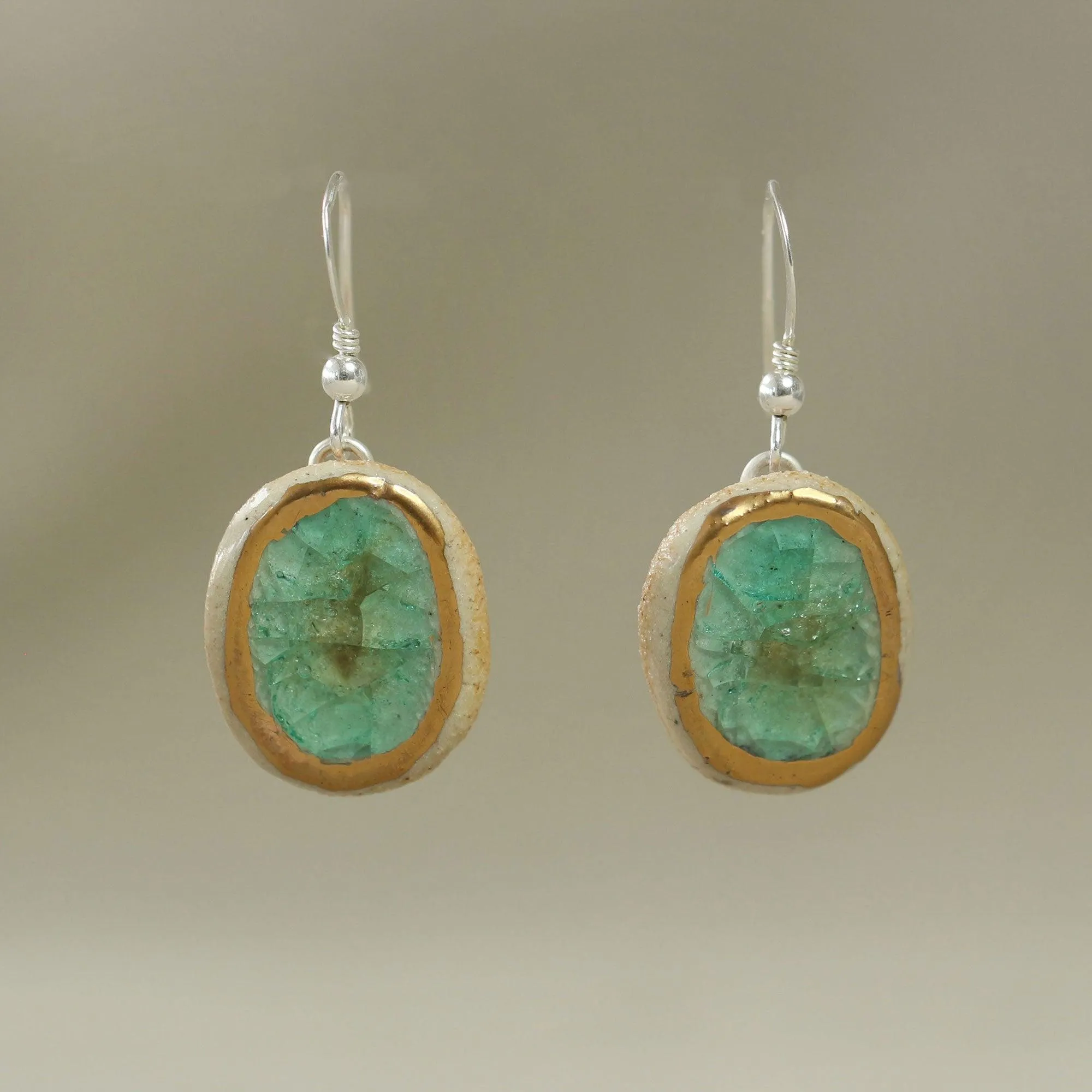 Emerald Reef Oval Drop Earrings