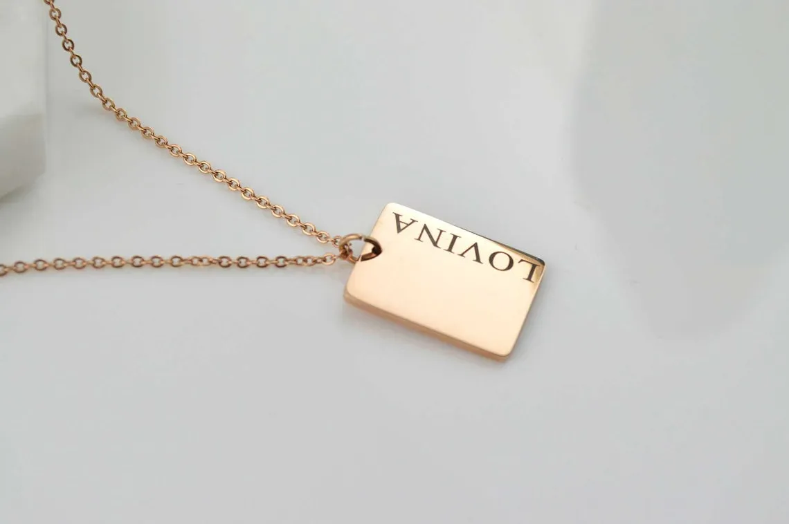 Engraved Name Necklace, Custom Bar Necklace, Personalized Gifts, Stainless Steel Hypoallergenic, Custom Name Necklace, Necklaces for women