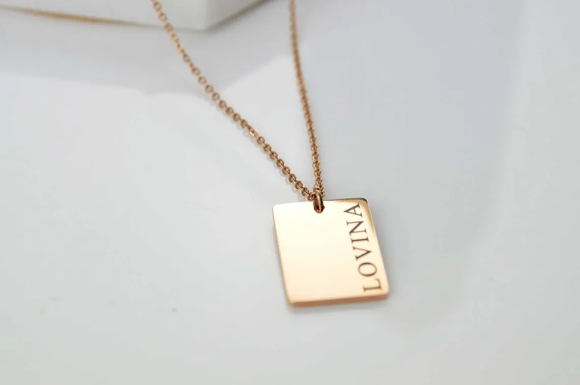 Engraved Name Necklace, Custom Bar Necklace, Personalized Gifts, Stainless Steel Hypoallergenic, Custom Name Necklace, Necklaces for women