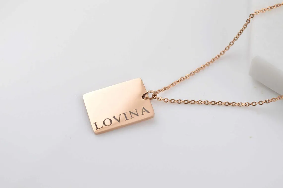 Engraved Name Necklace, Custom Bar Necklace, Personalized Gifts, Stainless Steel Hypoallergenic, Custom Name Necklace, Necklaces for women