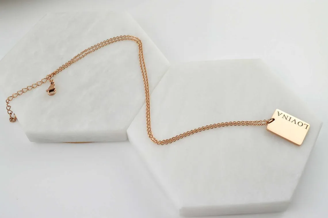 Engraved Name Necklace, Custom Bar Necklace, Personalized Gifts, Stainless Steel Hypoallergenic, Custom Name Necklace, Necklaces for women