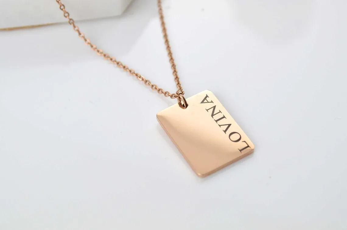 Engraved Name Necklace, Custom Bar Necklace, Personalized Gifts, Stainless Steel Hypoallergenic, Custom Name Necklace, Necklaces for women