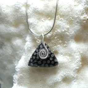 FC27P Fossilised Coral Small Pendant with a Sterling Silver Spiral