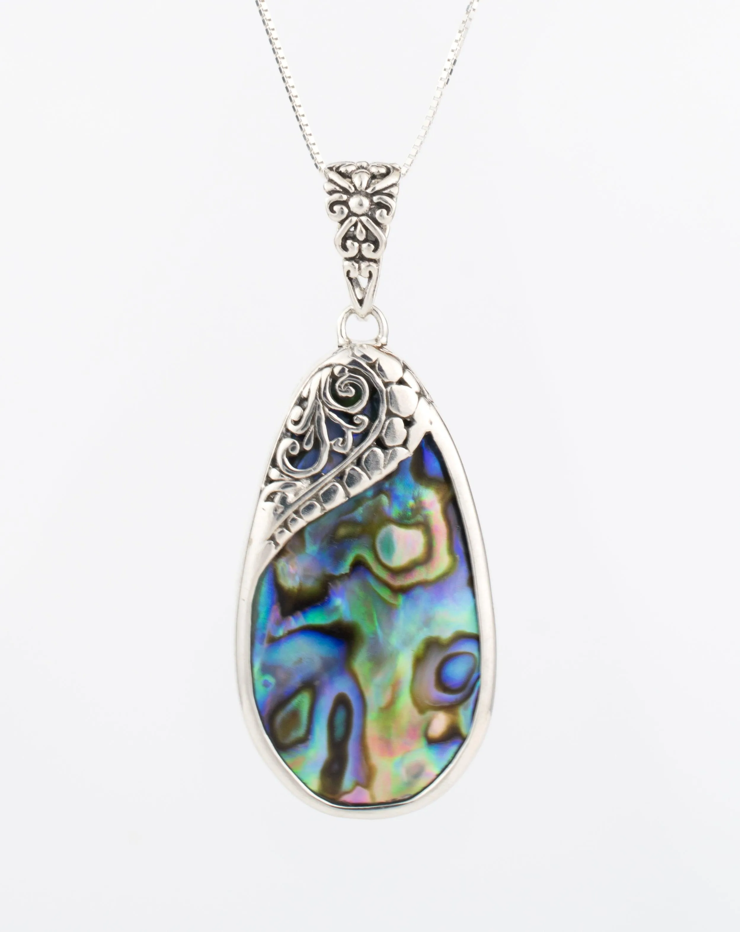 Feliz Pendant ~ Abalone, Mother of Pearl or Coral  ~ Sterling Silver 925 ~SMP001