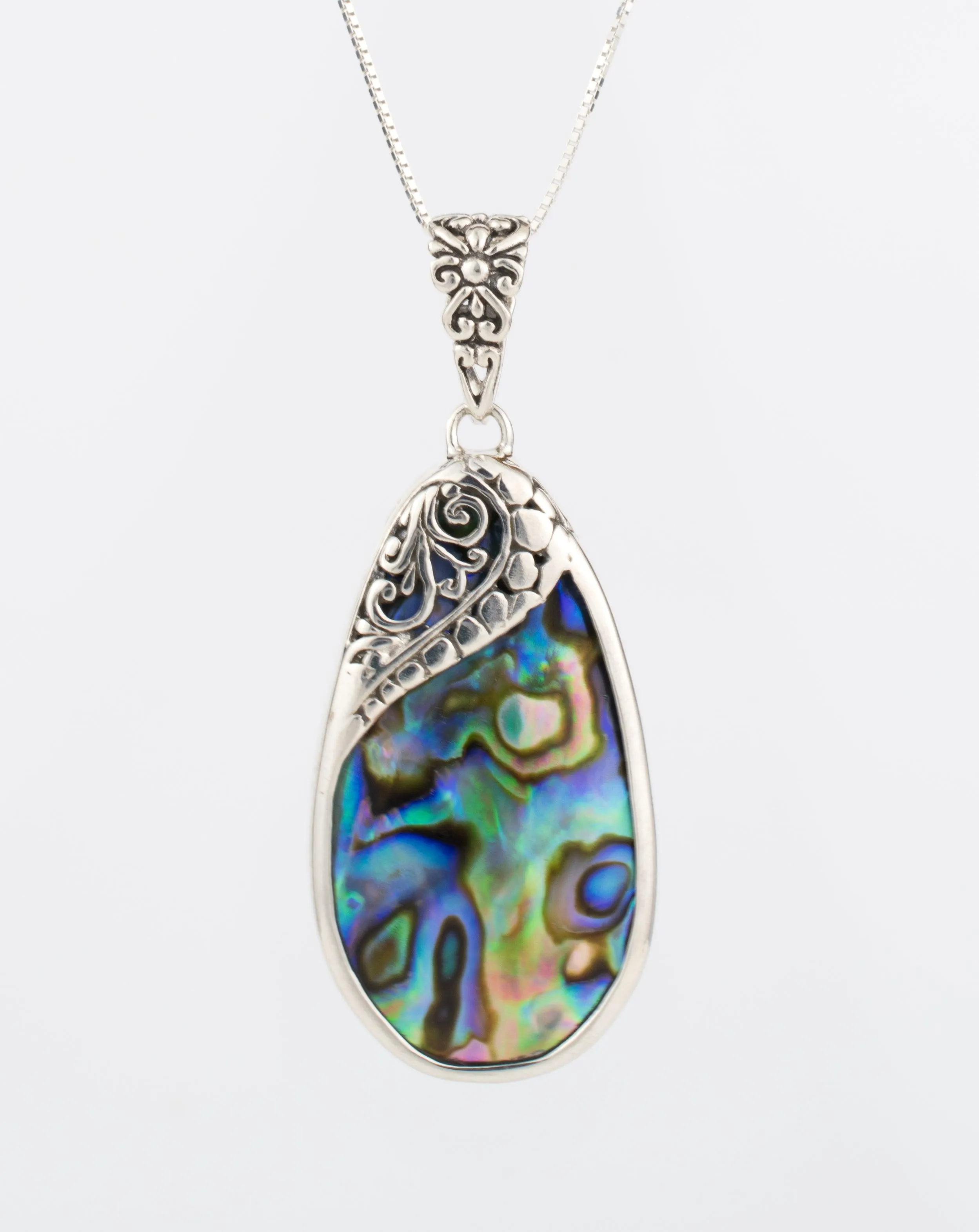 Feliz Pendant ~ Abalone, Mother of Pearl or Coral  ~ Sterling Silver 925 ~SMP001