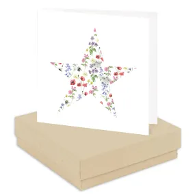 Floral Star Sterling Silver Stud Earrings on Boxed Card - Perfect Gift Idea