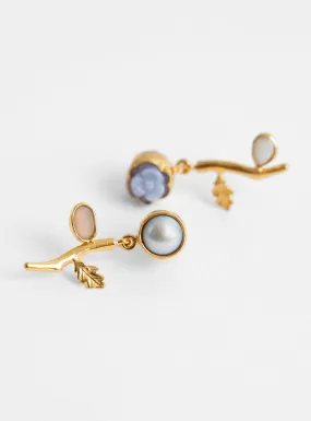 Flower Drop Earrings Blue