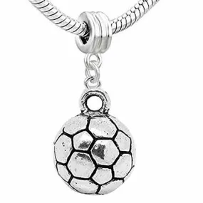 Football Charm Dangle European Bead Compatible for Most European Snake Chain Bracelet