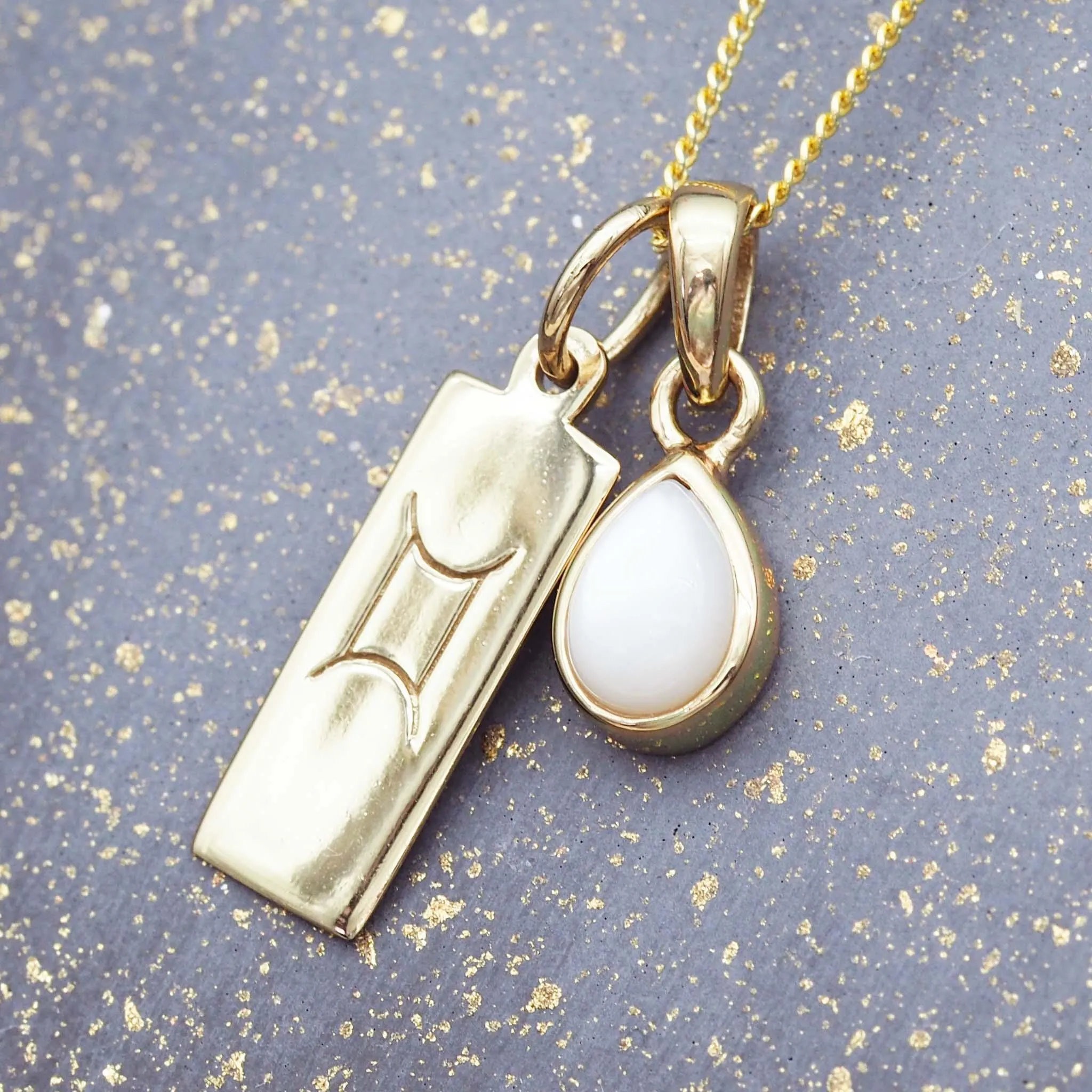 Gemini Star Sign and June Birthstone Necklace