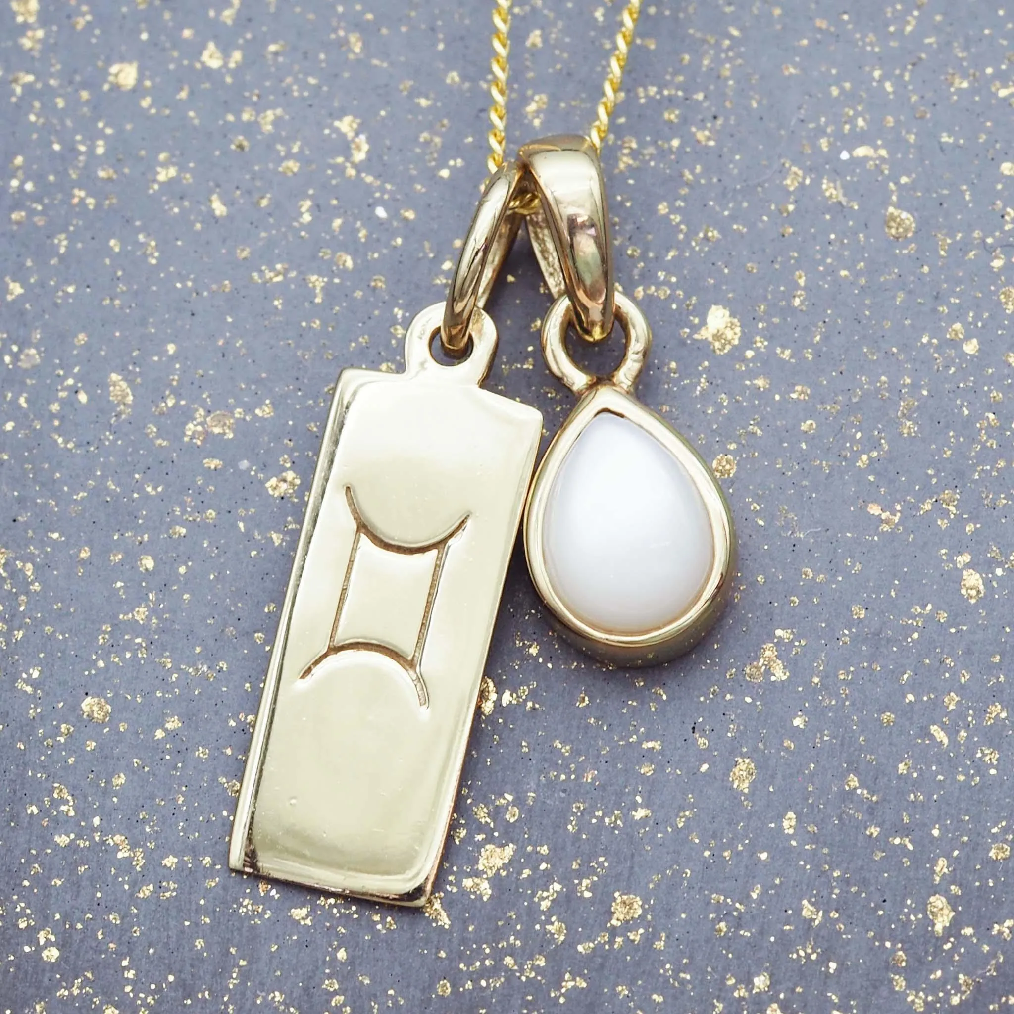 Gemini Star Sign and June Birthstone Necklace
