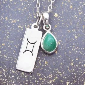 Gemini Star Sign and May Birthstone Necklace