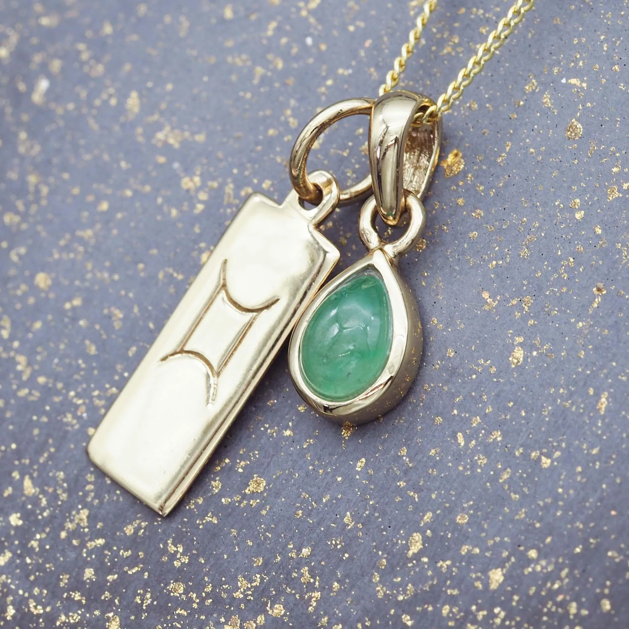 Gemini Star Sign and May Birthstone Necklace