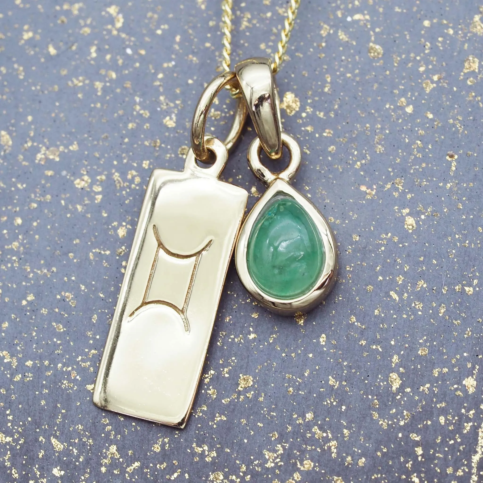 Gemini Star Sign and May Birthstone Necklace