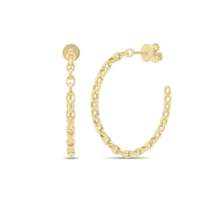 Gold Cable Chain Hoop Earrings