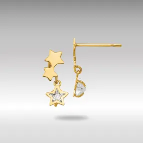 Gold Madi K CZ Children's Star Dangle Post Earrings - Model GK777