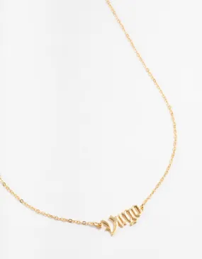 Gold Plated Virgo Gothic Script Necklace