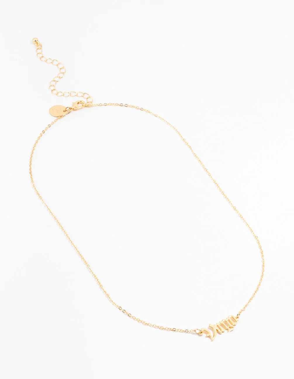 Gold Plated Virgo Gothic Script Necklace