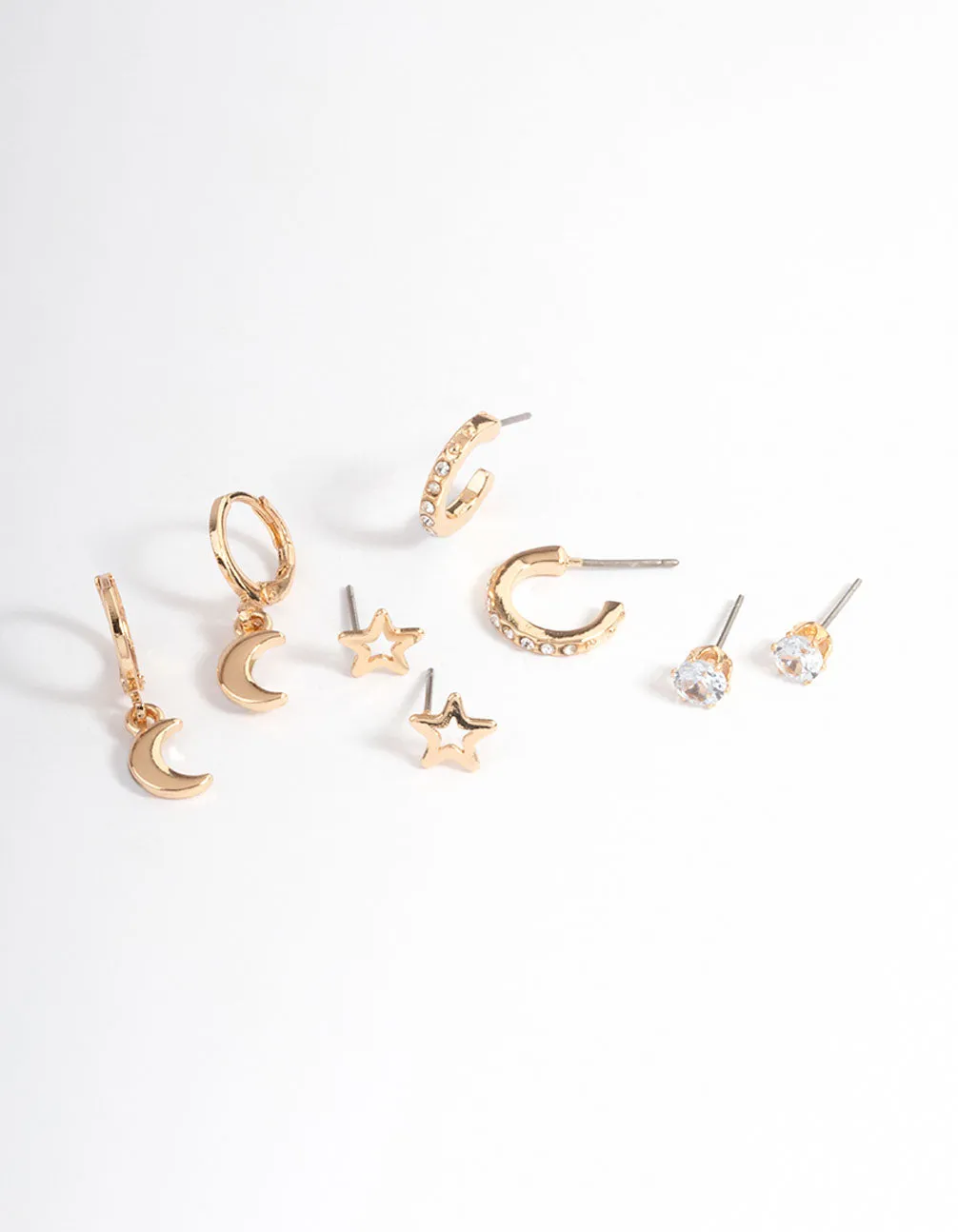 Gold Star & Moon Earrings 4-Pack