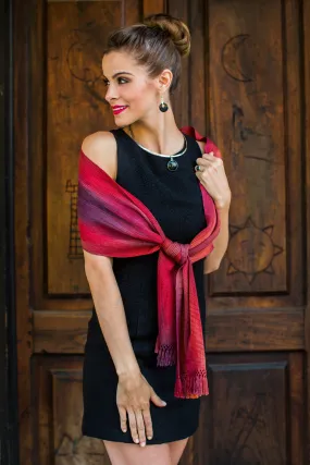 Handcrafted Red Ombre Rayon Scarf - Solola Sunset | NOVICA