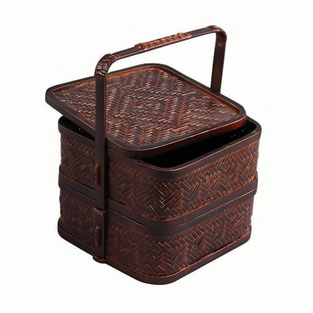 Handmade Bamboo Tea Set Storage Box - Eco-Friendly Chinese Basket