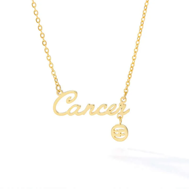 Horoscope Zodiac Necklaces Stainless-Steel Gold-Plated Astrology Constellation Coin Sign Dainty Chain