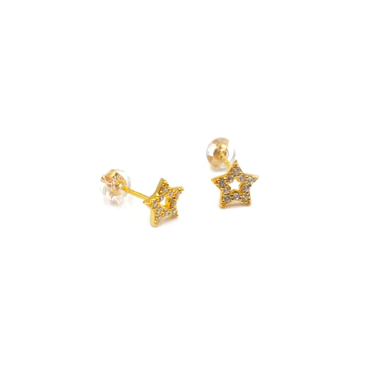 JELLY GIRL 18K GOLD SHINING CRYSTAL STUD EARRINGS