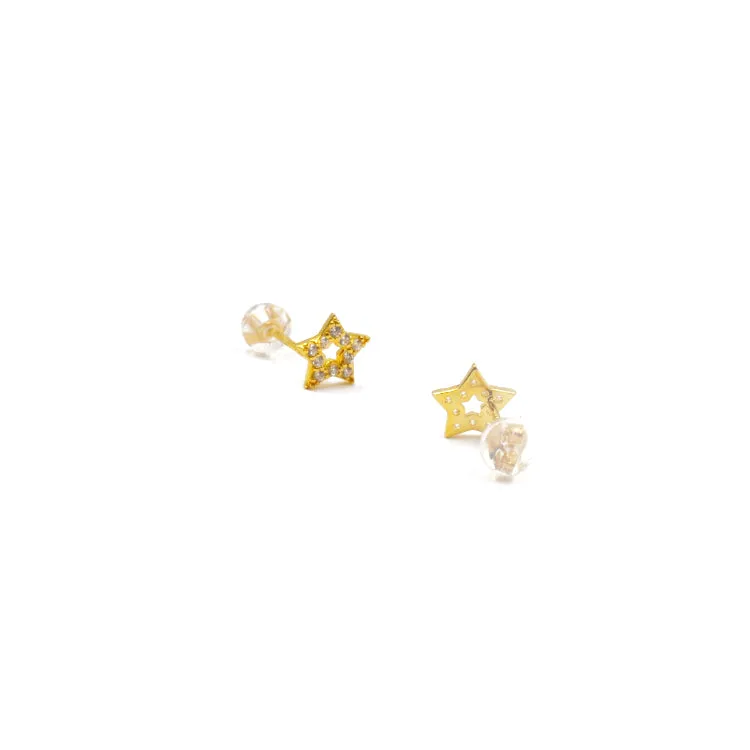 JELLY GIRL 18K GOLD SHINING CRYSTAL STUD EARRINGS