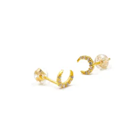 JELLY GIRL 18K GOLD SHINING CRYSTAL STUD EARRINGS