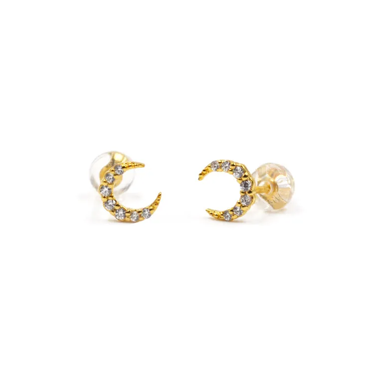 JELLY GIRL 18K GOLD SHINING CRYSTAL STUD EARRINGS