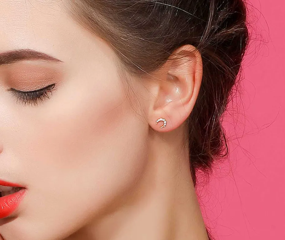 JELLY GIRL 18K GOLD SHINING CRYSTAL STUD EARRINGS