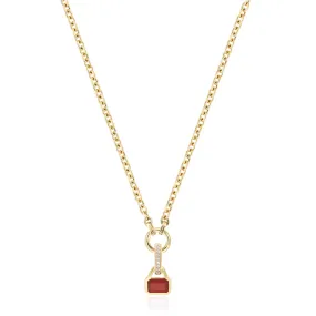 July: Red Agate Charm on Carrier Chain