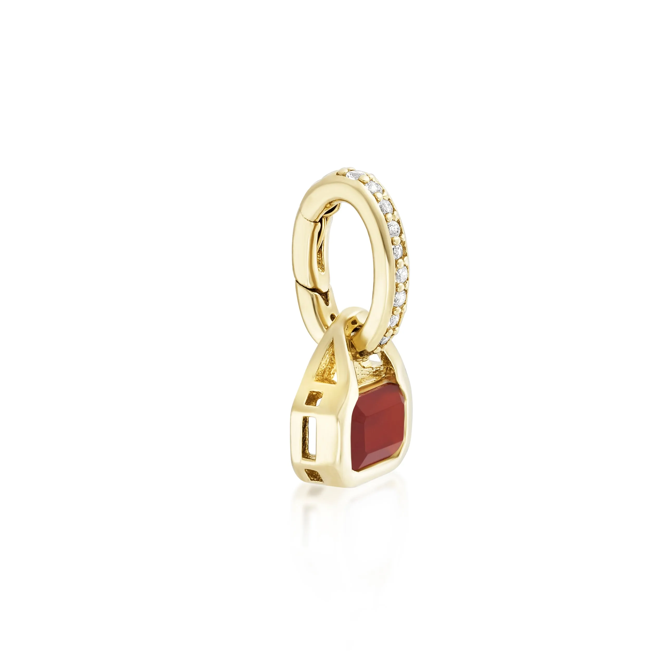 July: Red Agate Charm on Carrier Chain