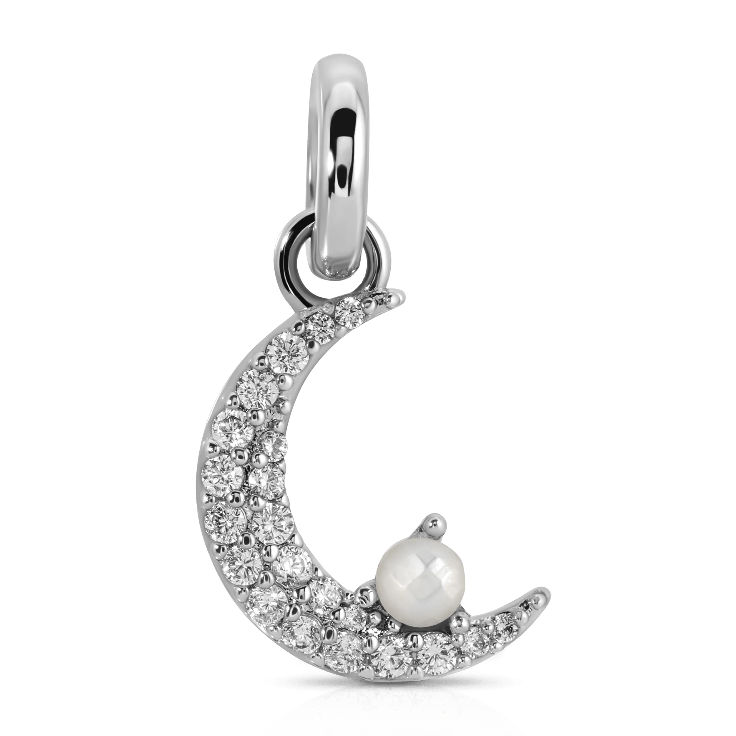 June Pearl  Birthstone Charm - Moon