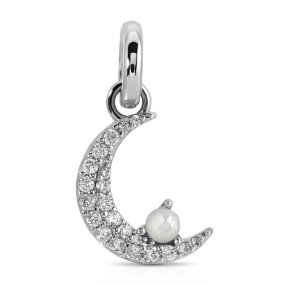 June Pearl  Birthstone Charm - Moon